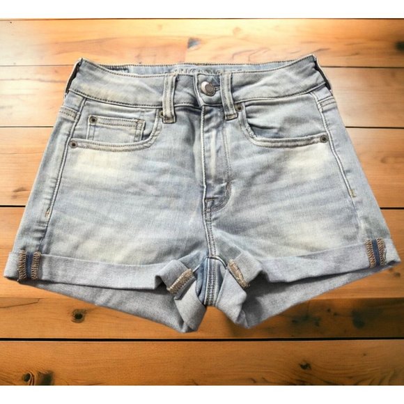 American Eagle-SZ: 2 Woman’s Next Level Stretch/Hi-Rise Shortie Denim Shorts - Picture 2 of 13
